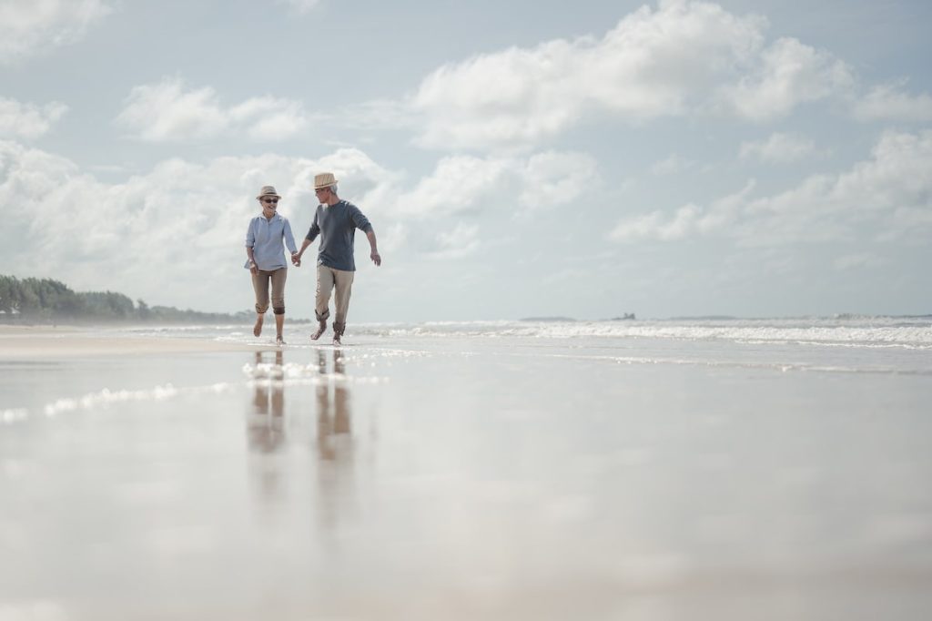 A happy family on sea side