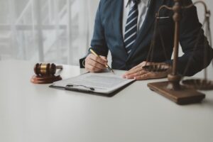 Guardianship attorney working in his office