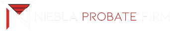 Logo with stylized red and white letters and text reading "NEBLA PROBATE FIRM" on a white background.